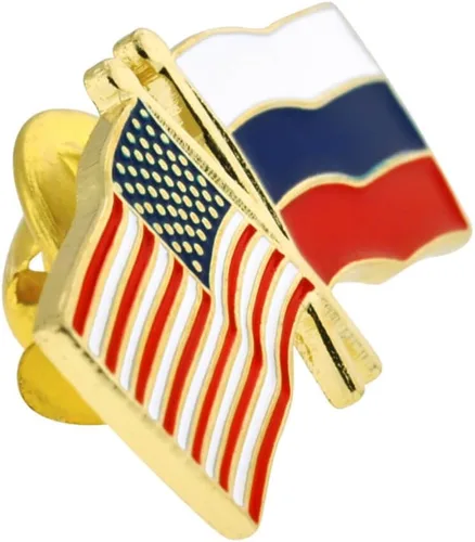 Vista 26 de PinMart Pin de solapa esmaltado con bandera de la amistad cruzada de Estados Unidos y el mundo