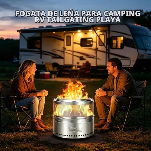 Vista 7 de Fogata de leña con bolsa de transporte, hoguera portátil desmontable de 19.5" para camping, tailgating, patio, patio trasero, chimenea perforada sin