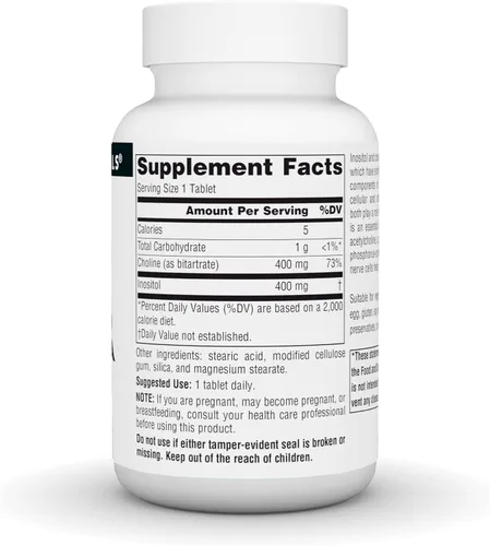 Vista 3 de Source Naturals Inositol y colina, apoya la función nerviosa saludable* - 800 mg -50 tabletas vegetarianas