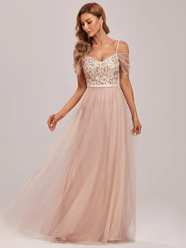 Vista 4 de Ever-Pretty Vestido largo de dama de honor acampanado con hombros descubiertos para mujer 0766