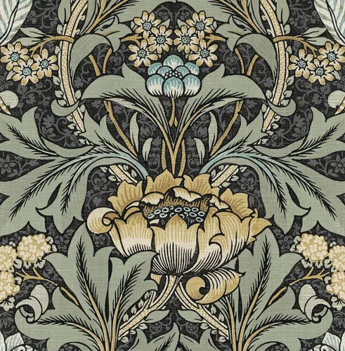 Vista 14 de NextWall Acanthus Papel pintado floral de pelar y pegar (denim y salvia)