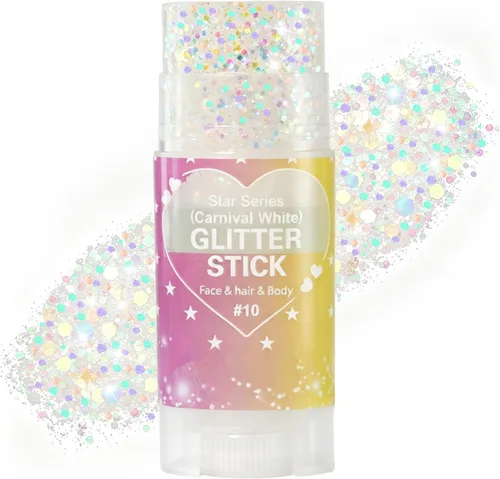 Vista 21 de Go Ho Patriotic Body Glitter Stick, accesorios del 4 de julio, rojo, blanco