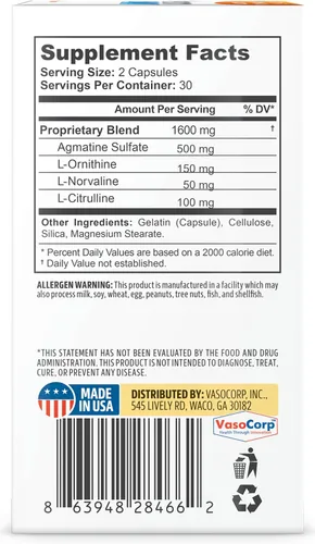 Vista 2 de NeuropAWAY Suplemento de apoyo renal con sulfato de agmatina, L-novalina, L-ornitina, L-citrulina proporciona un apoyo renal rápido y potente, 60CT