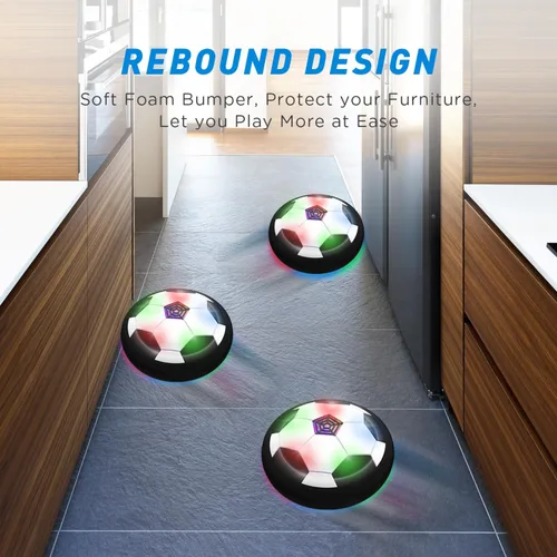 Vista 4 de Pelota de fútbol Hover LED para niños, pelota de entrenamiento con energía de aire para niños, juego de fútbol para interior y exterior, regalos