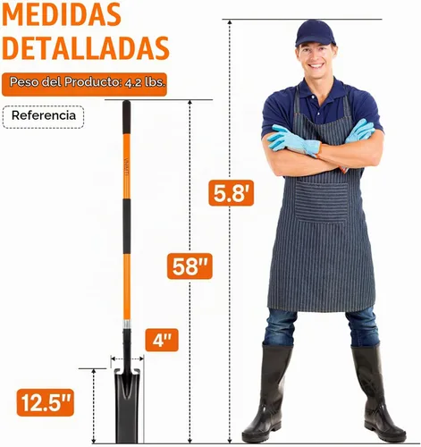 Vista 6 de VNIMTI Pala para zanjas limpias, pala de zanja de 4 pulgadas con mango de fibra de vidrio, 58 pulgadas