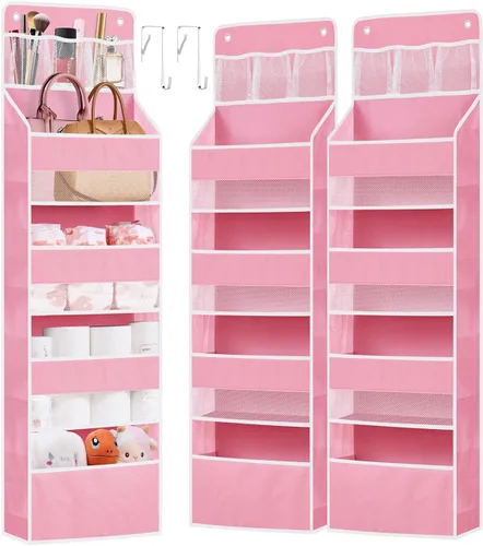 Vista 8 de Organizador de Almacenamiento Sobre la Puerta - Organizador de Puerta con Estantes Colgantes de 5 Niveles y Bolsillos, Antivuelco, Capacidad