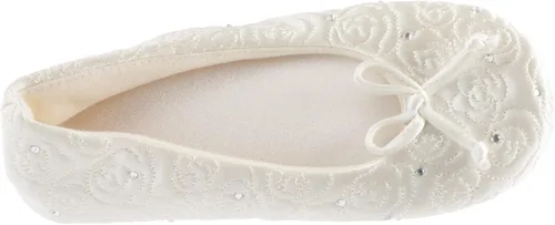 Vista 3 de Isotoner Women's Ballerina Slippers with Terry Lined and Rose Quilt Ballet Flat