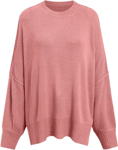 Vista 3 de Suéteres de otoño para mujer, a la moda, a rayas, de manga larga, cuello redondo, de punto acanalado, sueltos