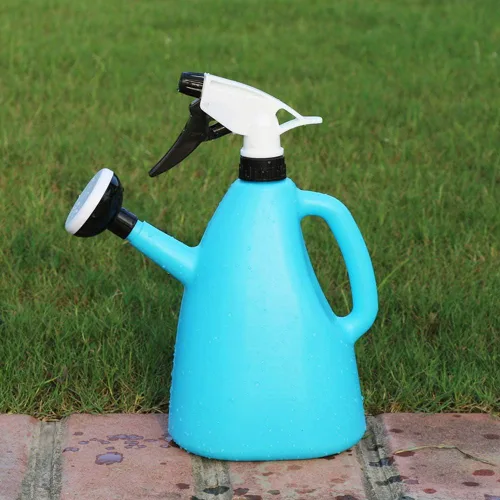 Vista 3 de Regadera y rociador de doble uso Herramienta de jardín Botella rociadora de riego 1 L (azul)