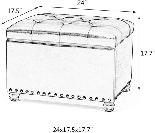 Vista 3 de Joveco Otomana rectangular de 24" con almacenamiento para sala de estar, banco tapizado con asiento y reposapiés con tapa abatible, reposapiés