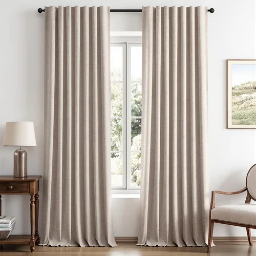 Vista 80 de MIULEE Cortinas de lino 100% opacas para dormitorio, marfil sólido, decoración de lujo, aislamiento térmico, cortinas oscurecedoras para sala
