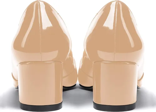 Vista 4 de MODENCOCO Zapatos formales de tacón bajo para mujer, con puntera cuadrada, de 2 pulgadas