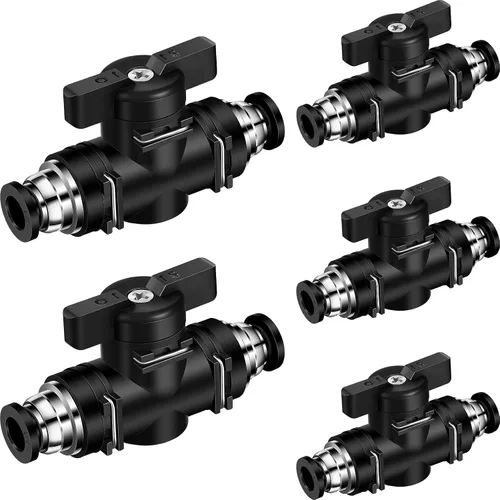 Vista 9 de Flutesan 5 piezas 1/2" x 1/2" DE empuje para conectar válvula de bola neumática Válvula de control de flujo de aire PVC Accesorios de tubo