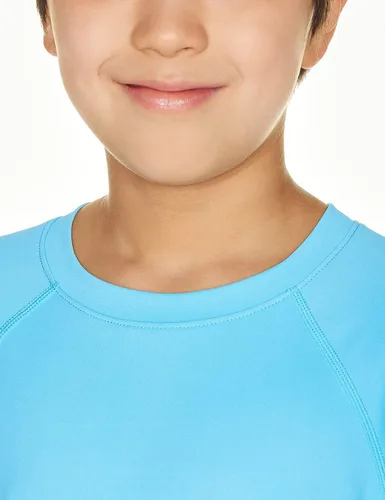Vista 4 de ATHLIO Paquete de 2 camisetas de manga corta UPF 50+ para niños para exteriores, camiseta de natación para surf acuático, camiseta de natación UVSPF