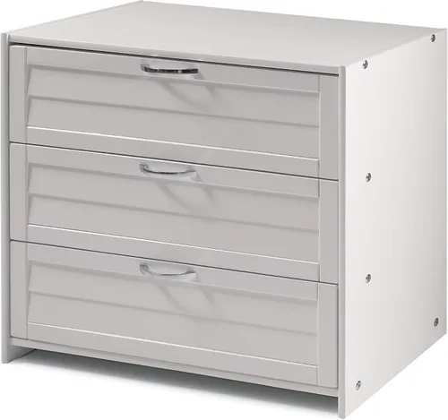 Vista 5 de Donco Kids Louver Twin Cama baja modular blanca con tobogán - Grupo C