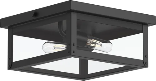 Vista 19 de Progress Lighting Union Square Collection - Lámpara de cristal plano transparente con 2 luces, para exteriores, acero inoxidable