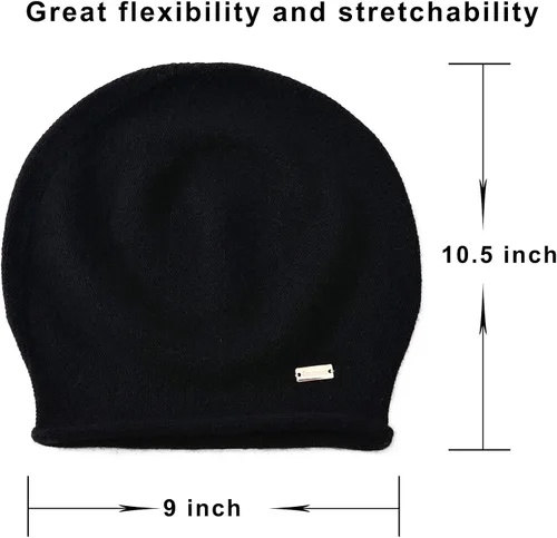 Vista 5 de jaxmonoy Gorro de punto holgado de cachemira para mujer para invierno suave cálido lana de punto de calavera