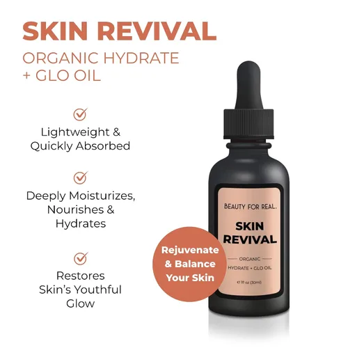Vista 2 de Beauty For Real Skin Revival Hydrate + Glo Oil - Aceite facial de lujo - Reduce la apariencia de líneas finas y arrugas - Hidrata, calma y restaura