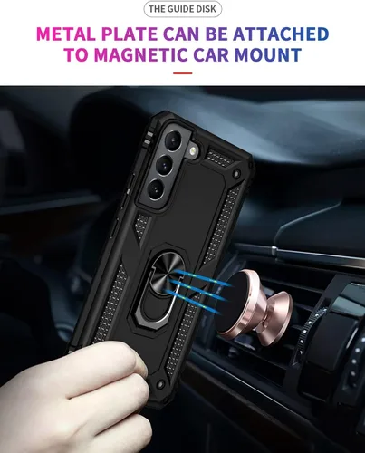 Vista 6 de Funda para Galaxy S22 Plus/S22+ 5G SM-S906U con protector de pantalla de vidrio templado, [grado militar] soporte magnético para anillo