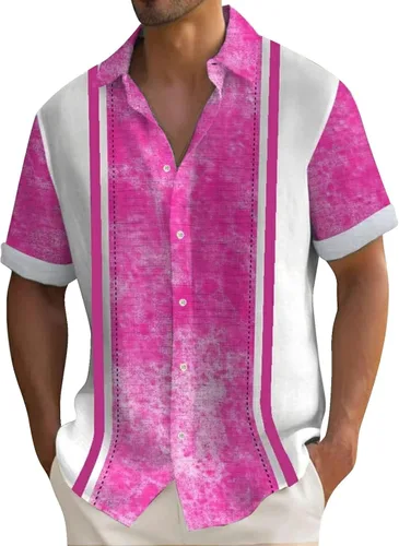 Vista 17 de Camisa hawaiana para hombre, con botones, manga corta, casual, elegante, grande y alta, floral, verano, tropical, para vacaciones