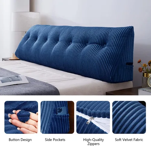 Vista 3 de SLIGUY Almohada Grande para Cabecero, Almohada de Cuña para Cabecero, Cojín de Descanso para Cama, Almohada de Lectura Triangular Cilíndrica