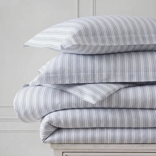 Vista 4 de Nautica - Funda de edredón tamaño individual, ropa de cama reversible de algodón con cierre de botón, decoración casual del hogar para todas