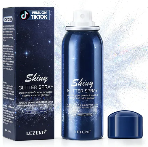 Vista 8 de Spray de purpurina para el cabello y el cuerpo para mujer, maquillaje dorado brillante, gran capacidad para conciertos, bodas, festivales, rave, 6.8