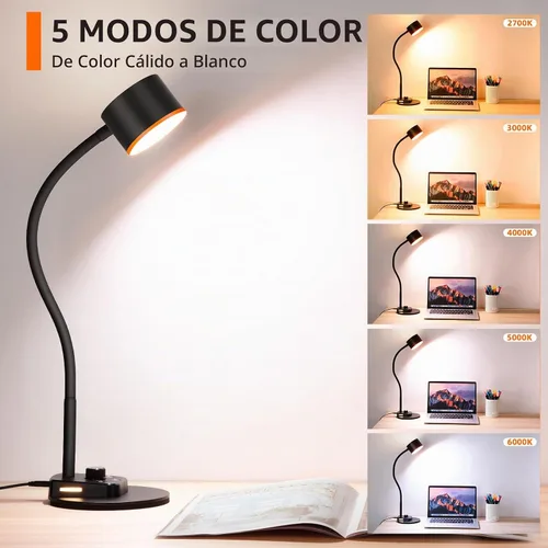 Vista 2 de LiFMIRA Lámpara de Escritorio, Lámpara de Escritorio LED con Puertos de Carga USB C + A, Lámpara de Lectura de Cuidado Visual Completamente