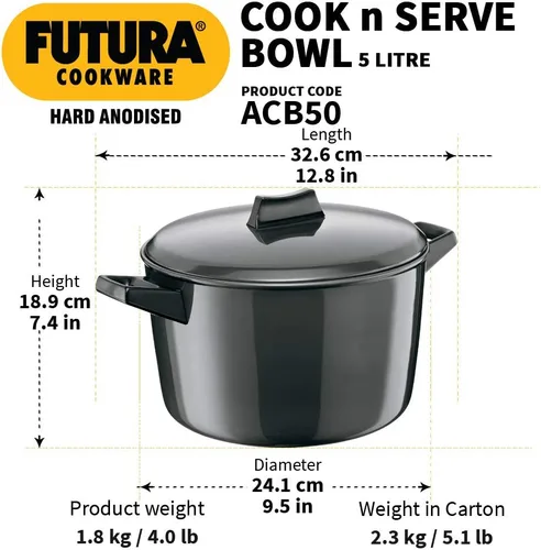 Vista 3 de Cuenco Cook-n-Serve (5 litros, 9.1 in de diámetro, 0.160 in de grosor con tapa HA)