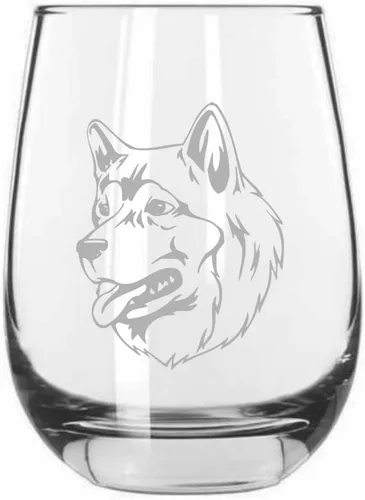 Vista 577 de Shar Pei (chino) - Vaso de vino sin tallo grabado para perro, 15.25 onzas