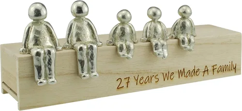 Vista 5 de Idea del 27 aniversario – 27 años que hicimos un adorno de metal familiar – Elige tu combinación familiar (1 niño)