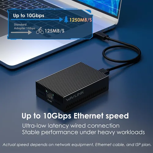Vista 3 de WAVLINK Adaptador Ethernet USB4 a 10Gbps compatible con Thunderbolt 3/4/5 y Negro