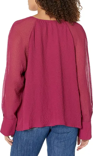 Vista 2 de Calvin Klein Blusa de manga larga con detalle de ojo de cerradura para mujer
