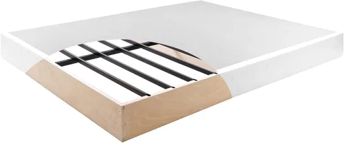 Vista 3 de Panana Base de colchón Queen de metal y madera, base de colchón con funda de tela, fácil montaje, sin ruido, antideslizante