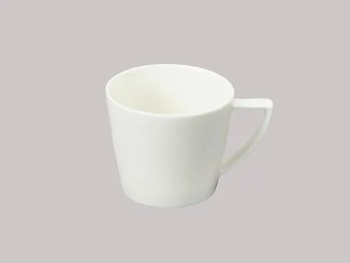 Vista 4 de Bone China - Forma de cono de porcelana, Elegance White Cup Espresso de 5 onzas y platillo, juego de 6 tazas y 6 platillos