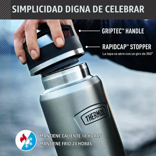 Vista 3 de THERMOS ICON SERIES - Botella de agua con tapa superior de rosca, 40 onzas, sillín - Botella de agua de acero inoxidable aislada al vacío con tapa