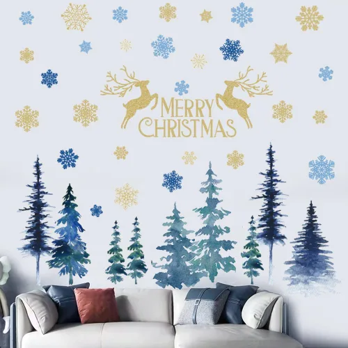 Vista 8 de Calcomanías de pared con citas de Feliz Navidad, calcomanías de vinilo para decoración de pared, calcomanías de ventana de Navidad, calcomanías