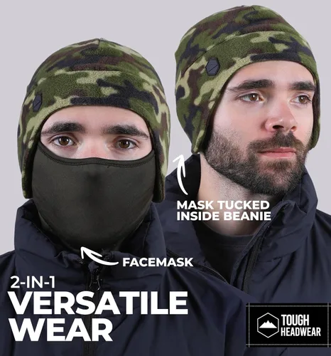 Vista 21 de Tough Headwear Skull Cap with Mask Men, Winter Running Gear, Motorcycle Winter Gear, Helmet Liners, Ski Hat, Thermal Beanie