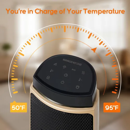 Vista 3 de Calentador de espacio de 23 pulgadas, calentadores portátiles de 1500 W para uso en interiores y exteriores, calentamiento rápido con oscilación