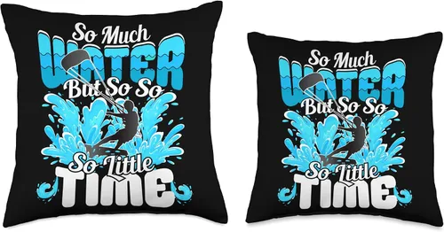 Vista 3 de Kitesurf Trends And Surfer Sayings So Much Water But So Little Time-Kite Surfer Throw Pillow, 16x16, Multicolor