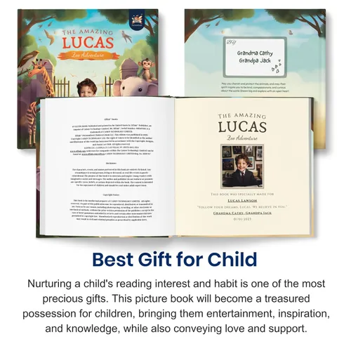 Vista 5 de Libro de cuentos personalizado para niños, increíble aventura en el zoológico, nombre y foto personalizados, regalos para bebés, historia atractiva