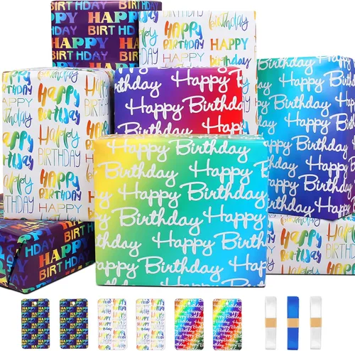 Vista 15 de BWLOIES Papel de regalo para niños y niños, hojas de papel de regalo de cumpleaños con coche de policía, camiones de bomberos, grúa, ambulancia