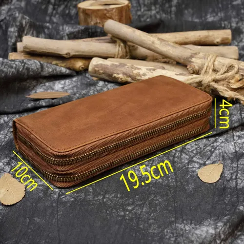 Vista 2 de LUUFAN Billetera larga de cuero genuino para hombre, cartera plegable grabada