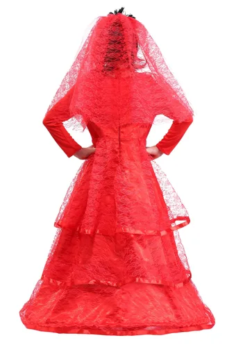 Vista 2 de Vestido de novia rojo gótico infantil Multicolor