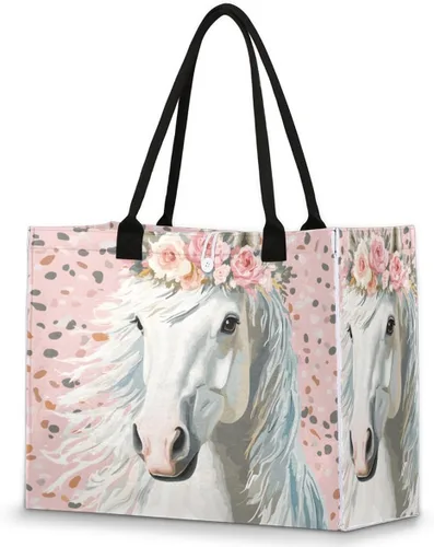 Vista 24 de Pardick Bolsa de mano reutilizable para mujer, bolsa de viaje, trabajo, compras, piscina y playa, A-04, Mediana