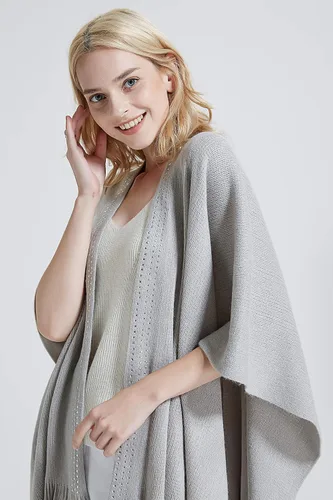 Vista 74 de Moss Rose Chal de viaje para mujer, capa tipo poncho de frente abierto para otoño e invierno