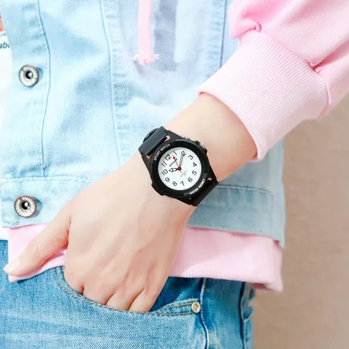 Vista 4 de WISHFAN Reloj analógico impermeable para mujer, reloj analógico con retroiluminación LED, reloj de pulsera simple para niñas y mujeres