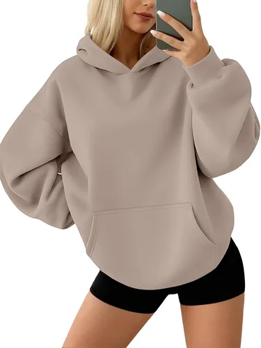 Vista 6 de AUTOMET Sudaderas con capucha de forro polar de gran tamaño para mujer, ropa de otoño Rosa