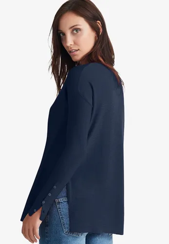 Vista 4 de Ellos Suéter tipo túnica con cuello barco para mujer de talla grande