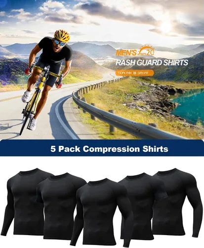 Vista 5 de HOPLYNN Paquete de 45 camisetas de compresión de entrenamiento para hombre, manga largacorta, camiseta atlética para deportes